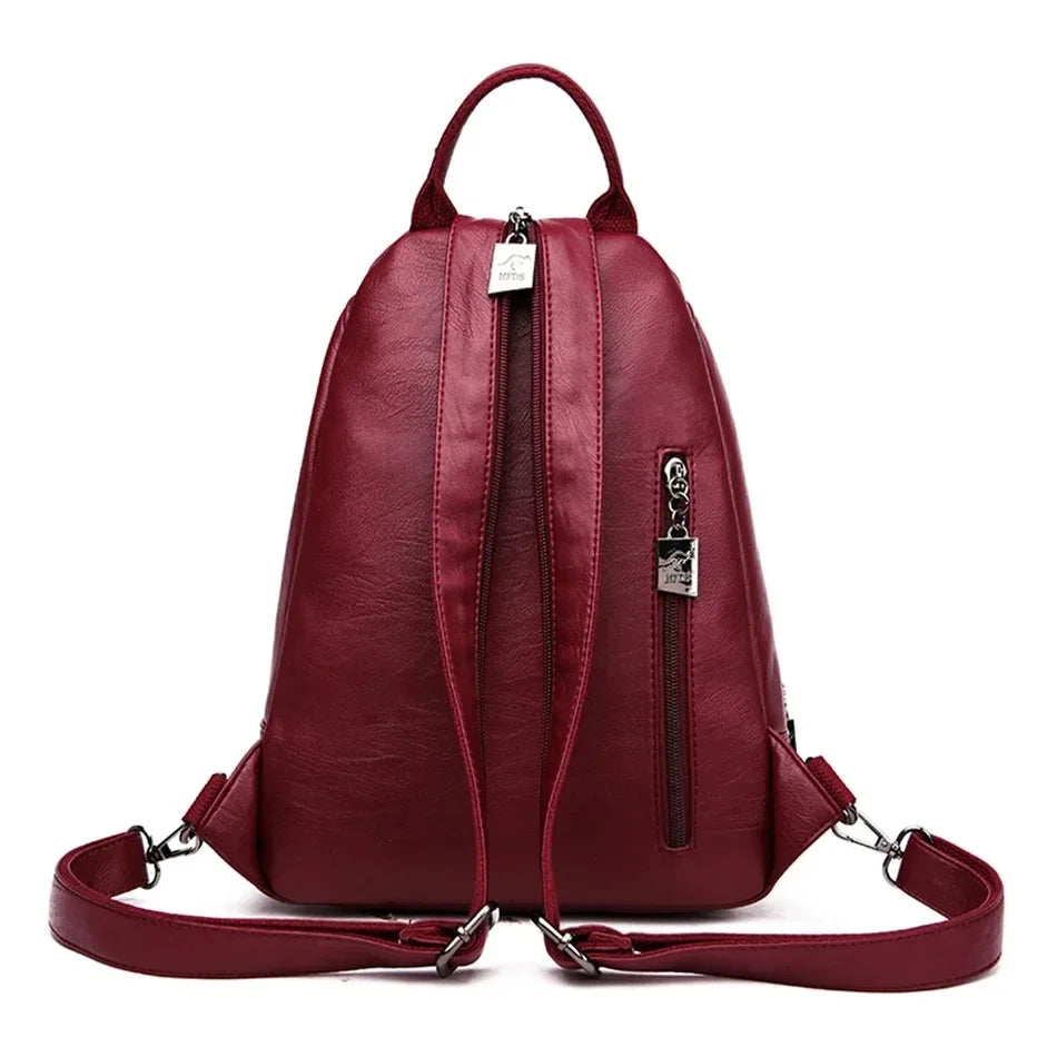 Multifunctional Women Leather Backpacks Casual Backpack For Teenager Girls School Chest Bag Travel Bagpack Ladies Sac Back Pack