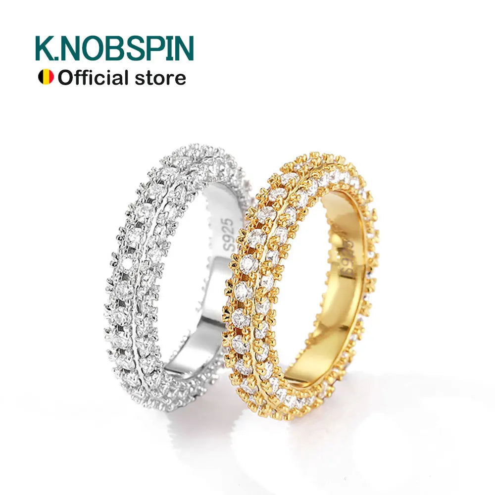 D VVS1 All Moissanite Rings for Women Man Lab Diamond Wedding Eternity Band with GRA S925 Silver Plated 18k Gold Ring