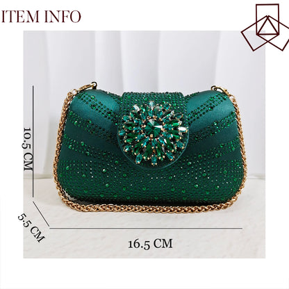 2026 Women's Elegant Green Rhinestone Slingback Heels & Matching Handbag Set COMFORT INCLUDED Stylish Pointed Toe Design Shoes