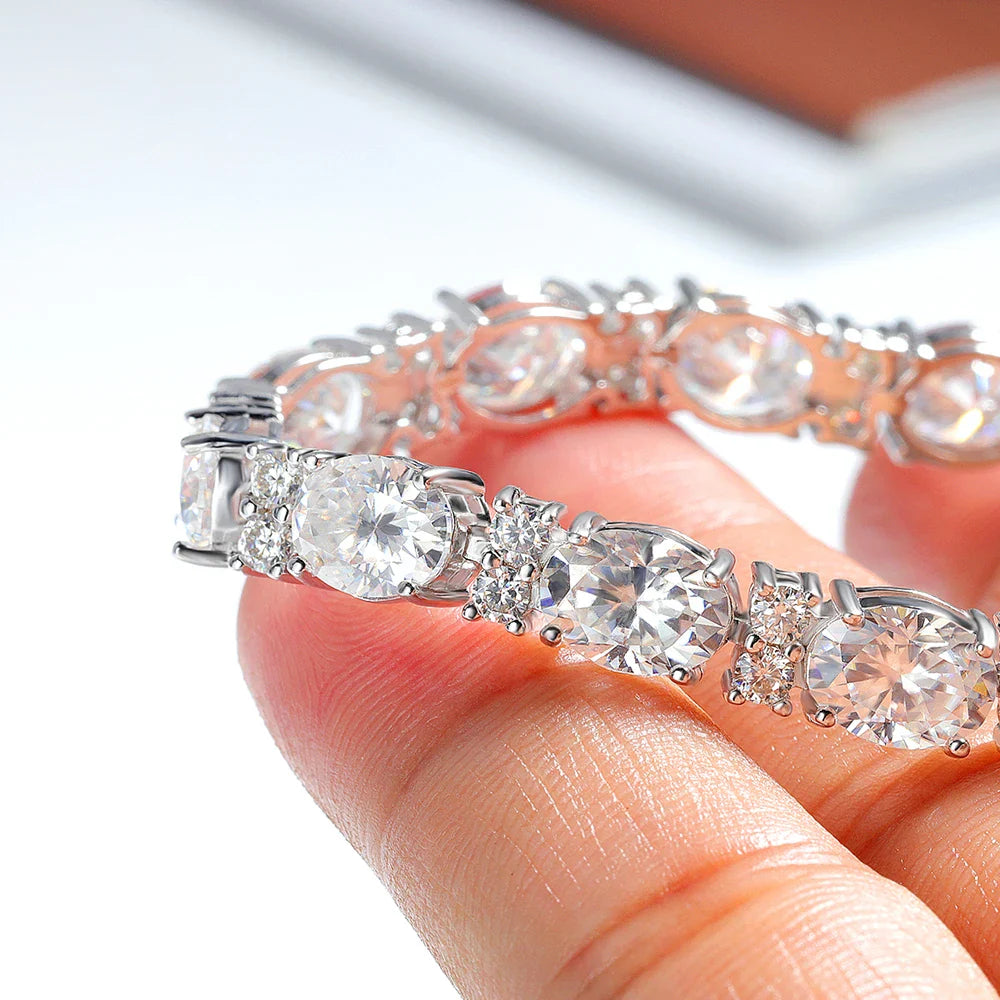 Luxury Oval Cut Moissanite Tennis Bracelets S925 Sterling Silver Pass Tester Lab Diamond Hand Chain Wedding Fine Jewelry