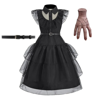 Girl Costume Kids Cosplay Black Princess Dress Children Pageant Dinner Dress Girl Halloween Party Dancing Clothing