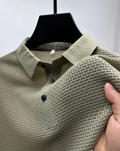 Upto EUR Sizes Tall Man Brand Top-Quality Men's Golf Shirt Lop-up Hollow Short-sleeved Polo Shirt SummerIce Silk Breathable Tee