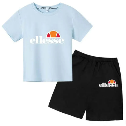 Kids Summer Leisure Letter 2pcs O-neck Short Sleeve T-shirts+Pants Suits 3-13 Years Boys Girls Casual Outfits Children Clothes