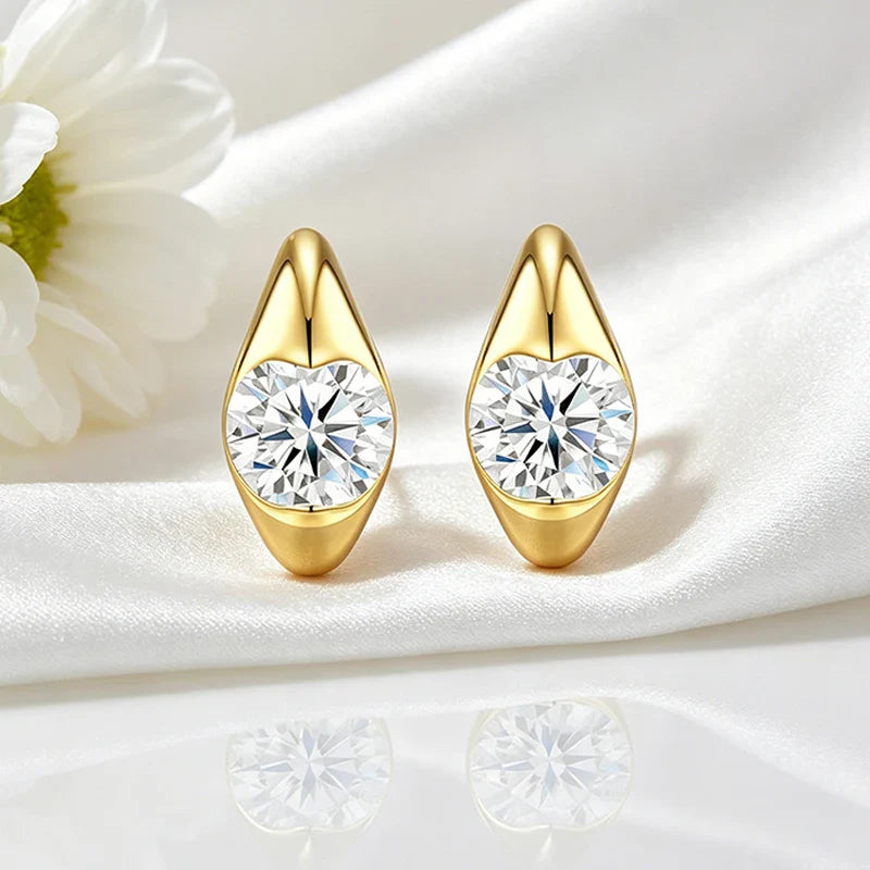 2CTTW D VVS1 Excellent Cut Moissanite Stud Earrings for Women Lab Diamond Wedding Dainty Jewelry S925 Sterling Silver