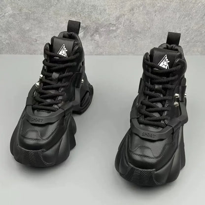 Men's Boots High Top  New Trend Wear-resistant Synthetic Leather Boots Casual Lace Up Height Increasing Fashion Boots 2025