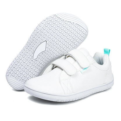 Kids Barefoot Shoes Boys Girls Wide Toe Minimalist Fashion Sneakers Lightweight Hook Loop Artificial Leather Walking Flats