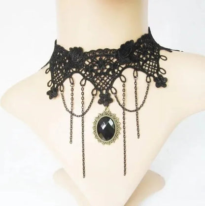 Punk Black Sexy Lace Chokers Necklace For Women Fashion Retro Clavicle Chain Halloween Collar Choker Steampunk Gifts