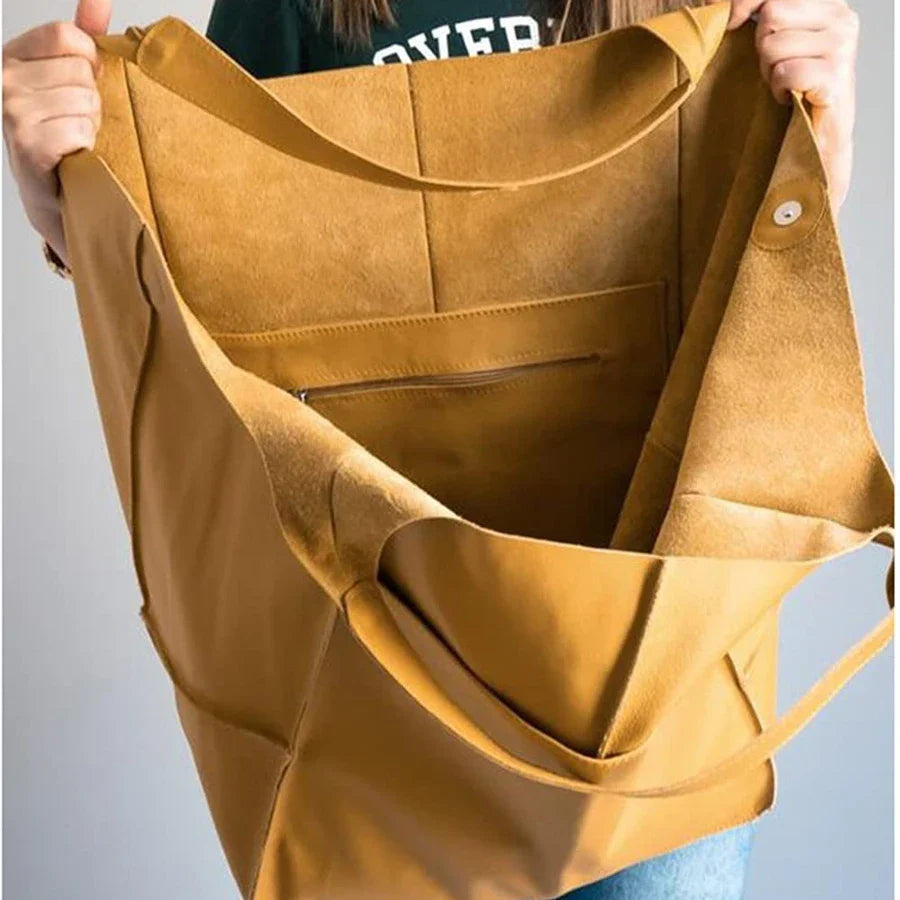 Fashionable and minimalist large bag with soft leather and large capacity shopping bag for women, one shoulder hand-held large b