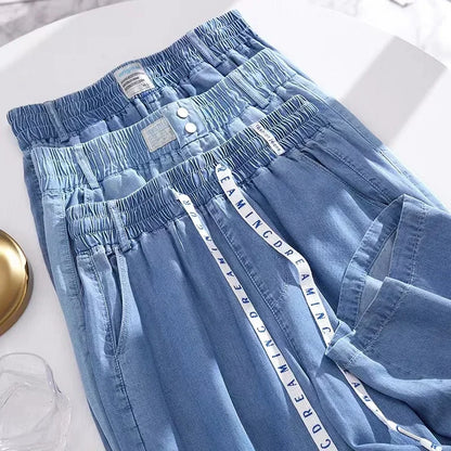 New Fashion Slouchy Streetwear Blue Baggy Jeans for Women High Waisted Soft Pleasantly Cool Girls Boyfriend Denim Wide Leg Pants