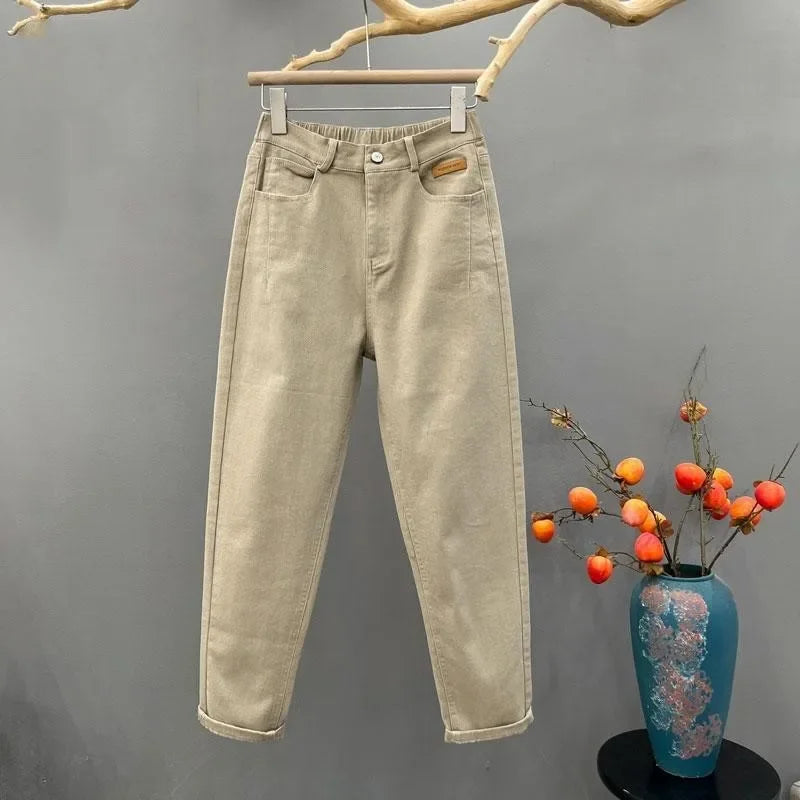 Casual High Waist Loose Fit Mom Jeans