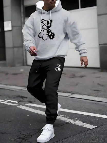 Tracksuit Sets Men's Casual Fleece Warm Hoodies Pants 2PCS Mens Long Sleeve Sport Suit Male Pullover Hoodies Sports Clothing