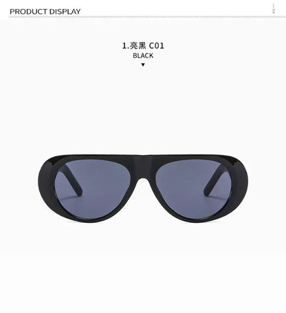 Vintage Oversized Oval Sunglasses Women Men New Fashion Wide Leg Leopard Red Gradient Sun Glasses Ladies Trendy Sexy Shades