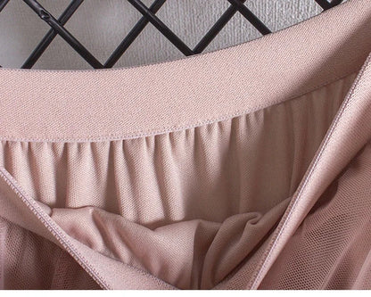 New large hem chiffon long skirt for women's Korean casual simple solid color three-layer A-line high waisted long skirt