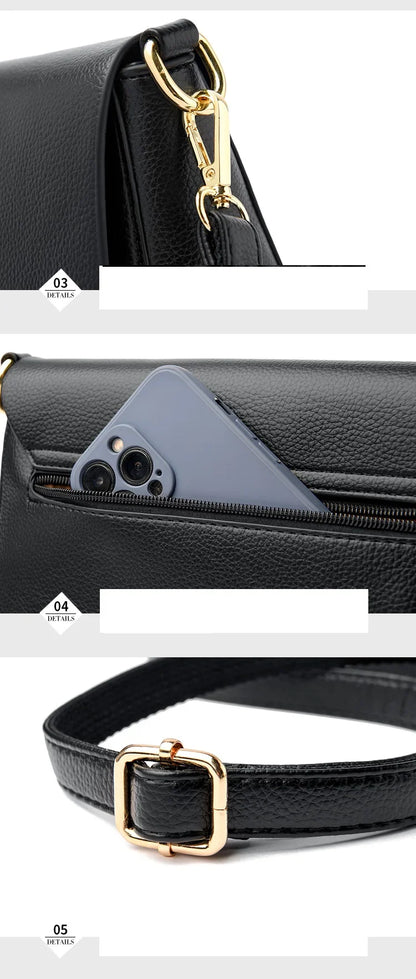 2025 New Trend Fashion Message Geniune Leather Girls Crossbody Women Shoulder Bags Big Size Capacity Multifunction Shopping Lady