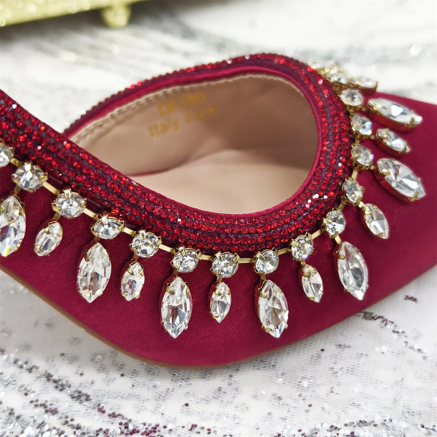 Pointed-Toe High Women Heels Shoes and Bags for Women Rhinestone Evening Party Elegant Luxury Handbag
