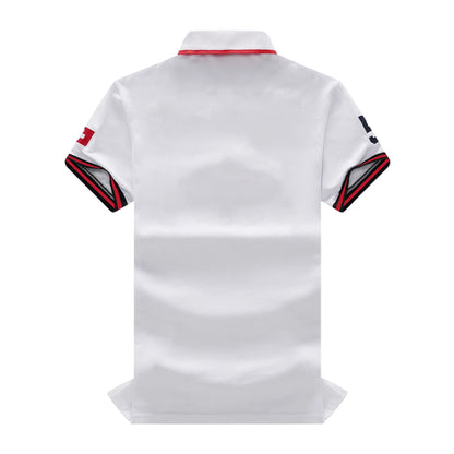 New Swiss polo shirts men short sleeved polo collars fashionable casual sporty high-end pure cotton micro elastic embroidery