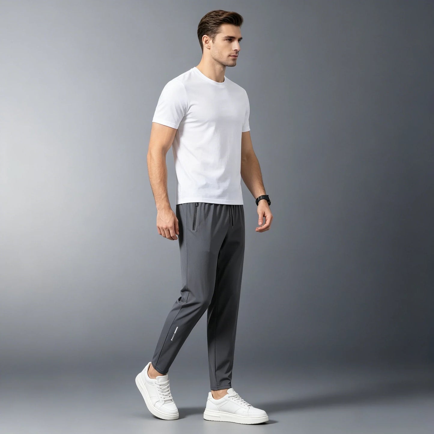 Men's Summer Lightweight High-Stretch Ice Silk Pants, Quick-Dry Breathable Ice Silk Sports Sweatpants for Running & Fitness