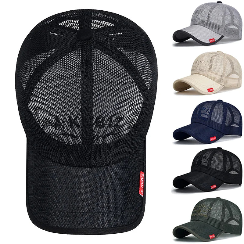 Summer Mesh Baseball Cap for Men Adjustable Visor Hat Quick Dry Breathable Sun Hats For Women Men snapback Outdoor Sports caps