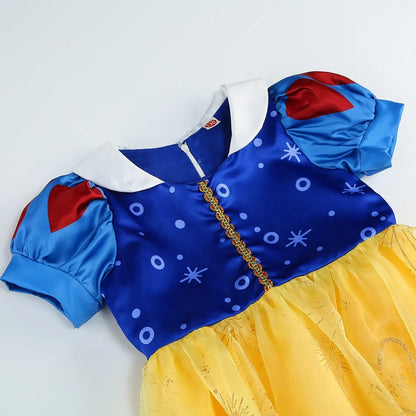 Vestido Laranja Disney Princesa Cosplay de Manga Curta Fofo com Renda para Meninas + Capa + Conjunto de Acessórios Presente de Aniversário