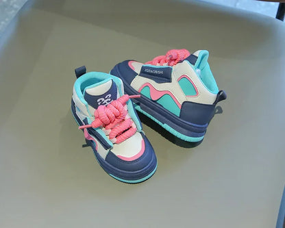 Children Tennis Shoes Spring Autumn Patchwork Leather Sports Shoes for Boy Girl Causal Versatile Kids Fashion Running Sneakers
