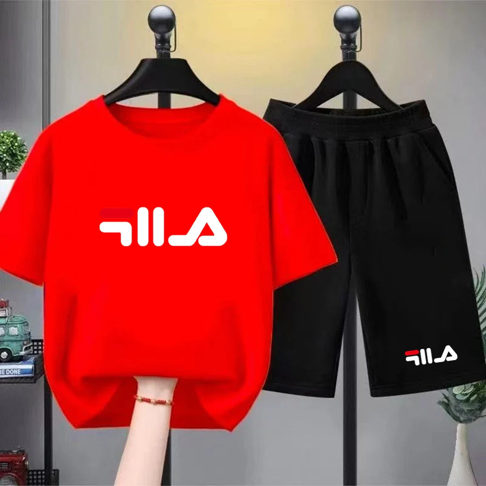 Children Print T-shirt Summer Clothes 3-12Yrs Boys Girls Short-sleeved Top+Shorts Casual Brand Fashion Sports Set Clothing