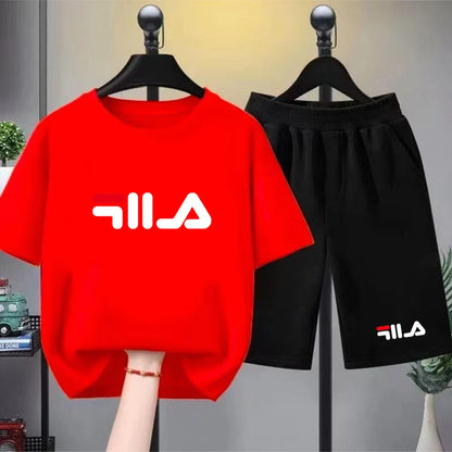 Children Print T-shirt Summer Clothes 3-12Yrs Boys Girls Short-sleeved Top+Shorts Casual Brand Fashion Sports Set Clothing