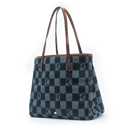 PG Women Shoulder Bag Retro Chessboard Design High End Versatile, Large Capacity Daily Travel Simple Practical Atmospheric Items