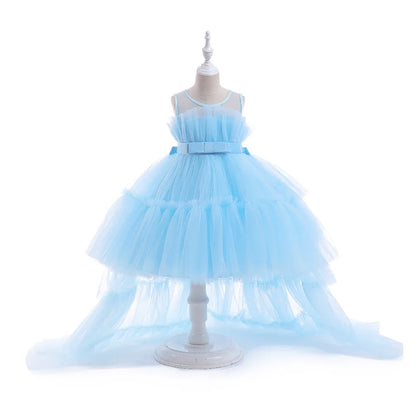 Elegant Tulle Bridesmaids Party Girls Dresses Summer Baptism Birthday Wedding Prom Princess Dress for Girl Christmas Kids Clohes