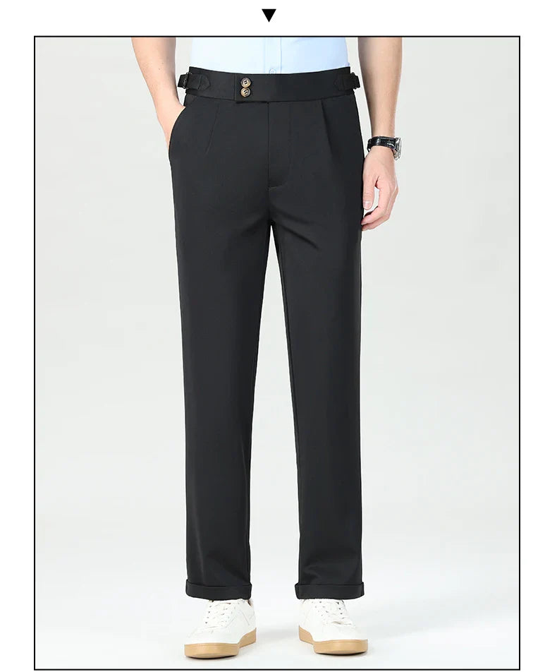 Mens Dress Pants Elastic Business Casual Pants Groom Wedding Party Formal Pants for Men Office Commute Pants