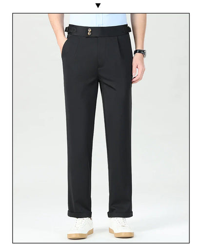 Mens Dress Pants Elastic Business Casual Pants Groom Wedding Party Formal Pants for Men Office Commute Pants