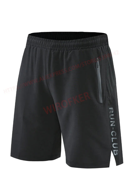 Men Run Shorts Patchwork Training Shorts Zipper Pockets Gym Sports Quick Dry Short