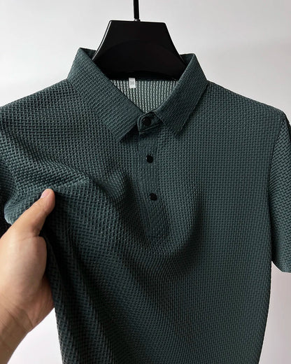 Upto EUR Sizes Tall Man Brand Top-Quality Men's Golf Shirt Lop-up Hollow Short-sleeved Polo Shirt SummerIce Silk Breathable Tee