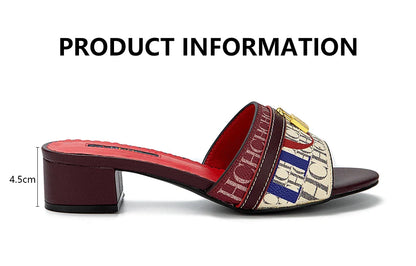 Fashionable High Quality Metal Lock Monogram Print Women's Low Heeled Slippers Temperament Versatile Women's Slippers