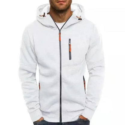 CasualHooded Jacket Fleece-Lined Autumn Crossbody Sweatshirt Fashionable Long Sleeve Zipper-Up Running Jacket For Leisure