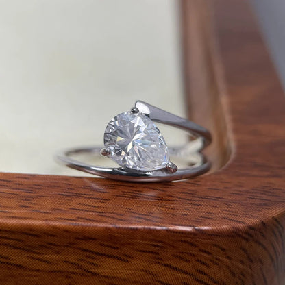 D Color VVS1 6*8mm Pear Cut Moissanite Rings for Women Sparkling Wedding Proposal Birthday Gift 100% S925 Sterling Silver