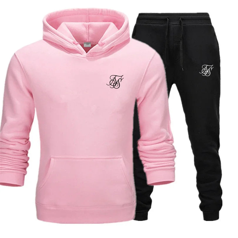 sik silk Men Brand New Sets Fashion Autumn Spring Sporting Suit Sweatshirt Sweatpants Mens Clothing 2 Pieces Sets Slim Tracksuit