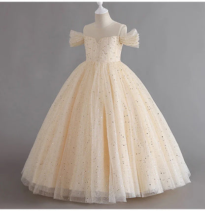 1308 Baby Dresses For Eid 2023 Girls' Sleeveless Mesh Puffy Princess Length Rainbow Skirt Dinner Piano Performance