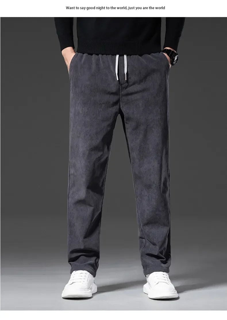 Men's Corduroy Straight Casual Pants Spring Autumn Business Leisure Fashion Trousers Regular Fit Male Pants Brand Clothes