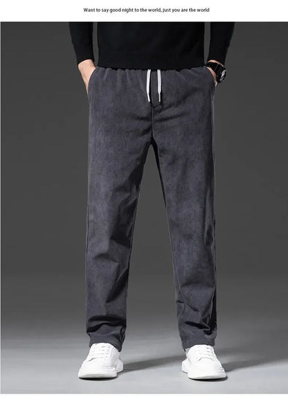 Men's Corduroy Straight Casual Pants Spring Autumn Business Leisure Fashion Trousers Regular Fit Male Pants Brand Clothes