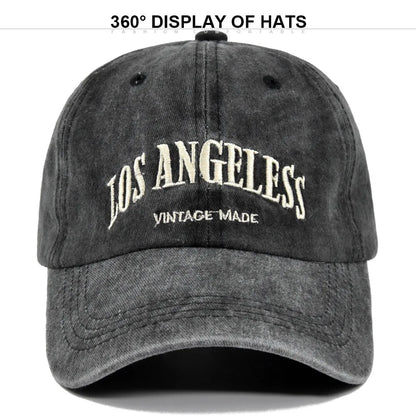 Los Angeles Baseball Cap Men Women Letter Embroidered Hip Hop Hats Vintage Wash Cotton Soft Top Sun Visor Hats Unisex Casual Cap