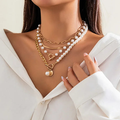 Elegant Irregular Imitation Pearl Beads Necklace for Women Vintage Party Wedding Tassels Choker Fashion Jewelry Accessories Gift
