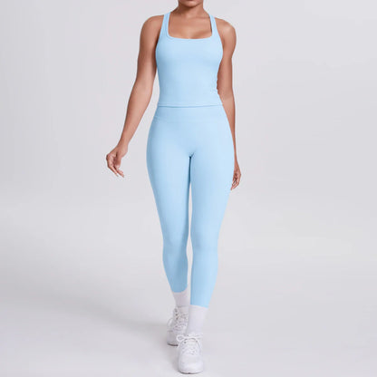 Yoga Top Set Fitness Gym Suit Training Sleeveless Sport Gym Tops Crossover Back Sports Underwear Tummy Control Slimming