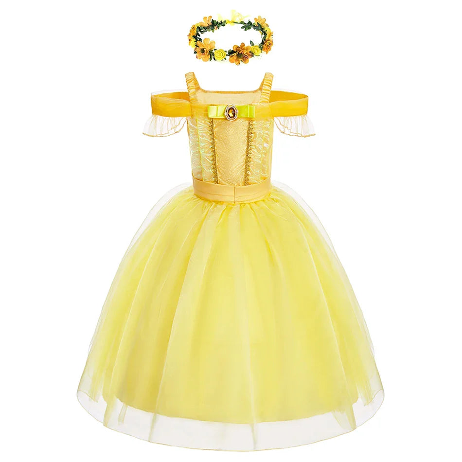Girls Beauty and Beast Bell Costume Kids Summer Carnival 3 4 5 6 7 8 9 10 Years Dress Kids Princess Performance Cosplay Dresses