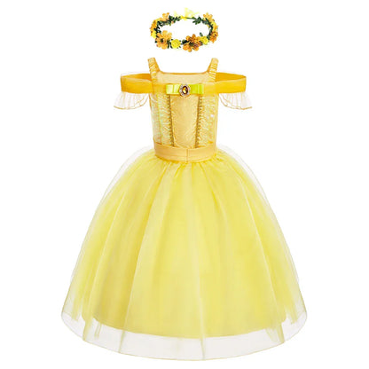 Girls Beauty and Beast Bell Costume Kids Summer Carnival 3 4 5 6 7 8 9 10 Years Dress Kids Princess Performance Cosplay Dresses