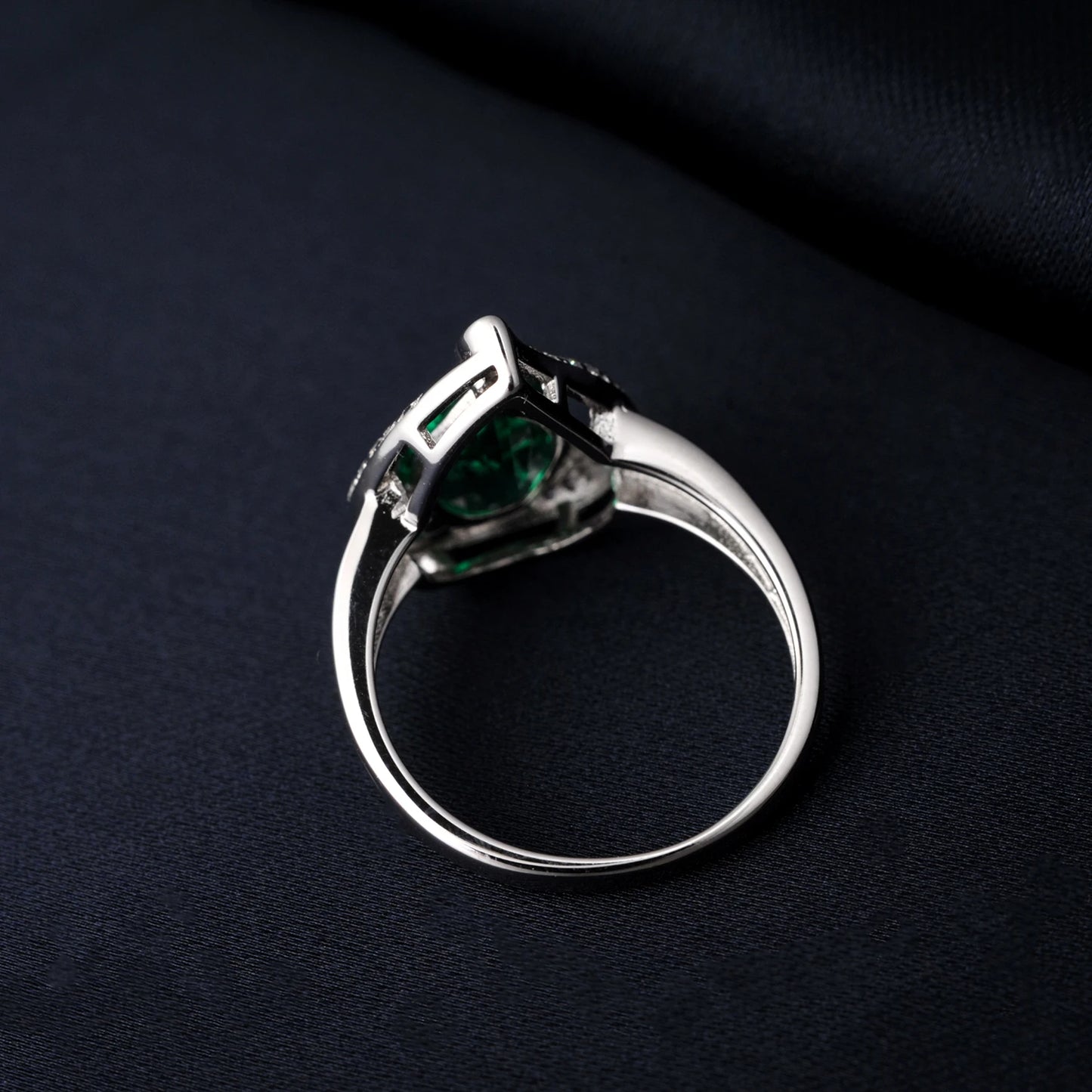 Pear 2.67ct Simulated Nano Emerald Created Ruby 925 Sterling Silver Ring for Women Statement Wedding Gemstone Jewelry