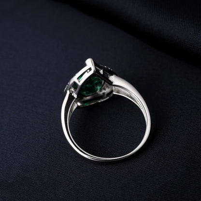 Pear 2.67ct Simulated Nano Emerald Created Ruby 925 Sterling Silver Ring for Women Statement Wedding Gemstone Jewelry