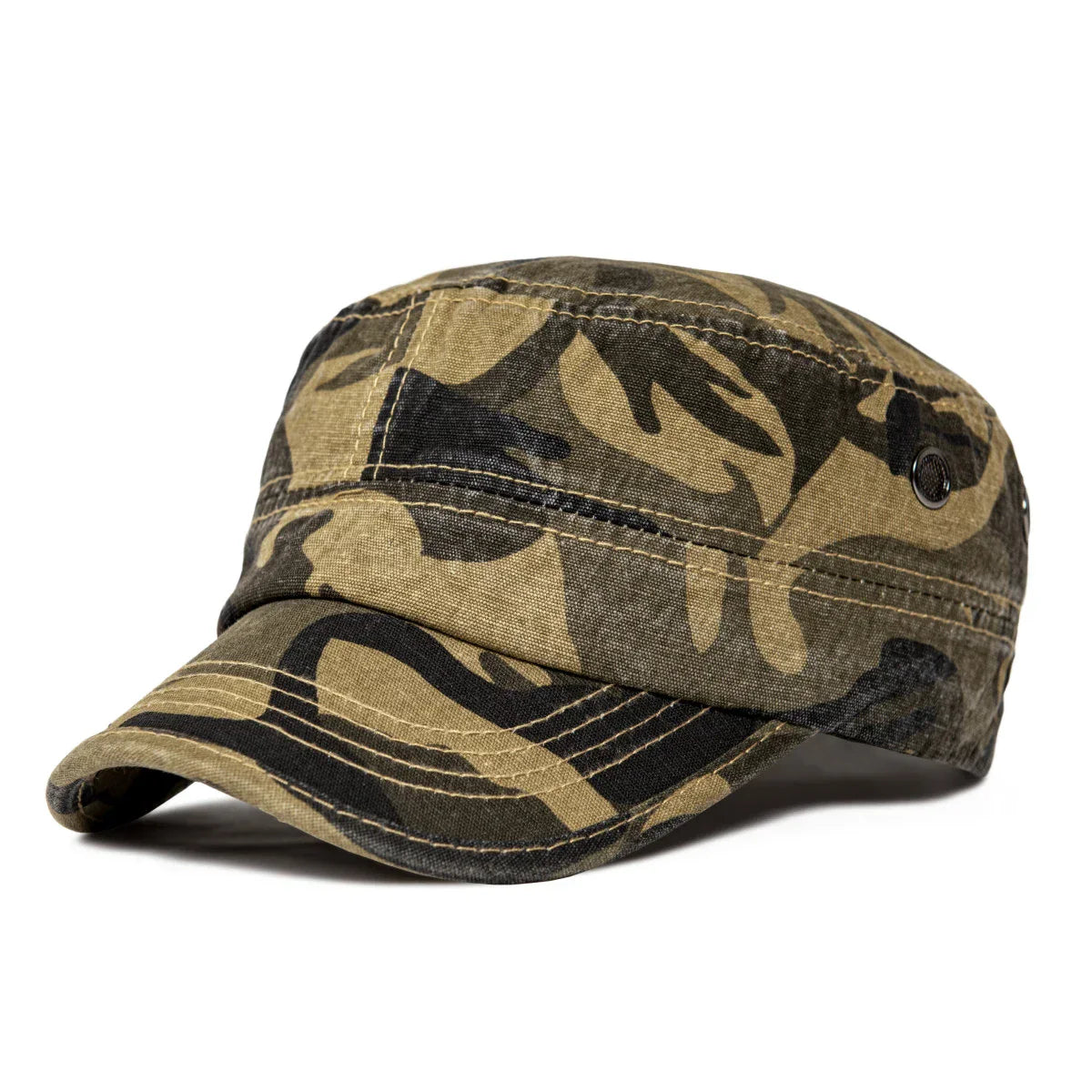 Denim Army Cap Men Washed Cotton Bucket Hat Spring Fall Headpiece Flat Top Adjustable Peaked Visor Hats Trucker Hats