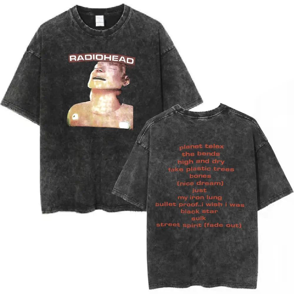 Rock Band Washed Cotton T Shirt Men Women Hip Hop Music Tee Fashion Short Sleeve Tshirt Summer Oversized T-shirts Tops