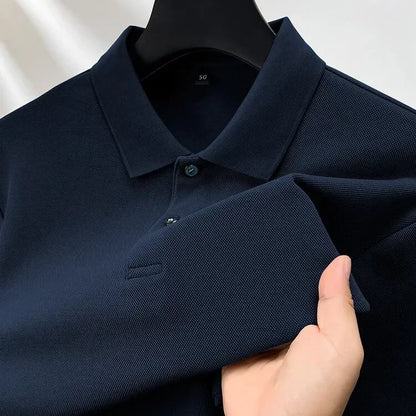 100% Cotton Polo Shirt, Four Seasons Universal  Leisure Long Sleeve, Breathable Lapels T-shirt, Perfect for Golf Sports Durable