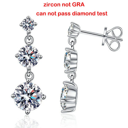 D VVS1 3.2CTTW Certified Moissanite Drop Earrings for Women Lab Diamond Wedding Jewelry 925 Sterling Silver Plated PT950